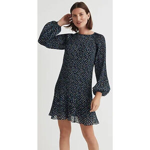 Madewell Crinkle Georgette Floral Long Sleeve Mini Summer Dress US Women's S New